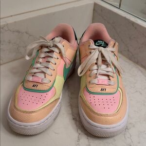 Nike Air Force I Pastel Multi-Color Low Top Sneakers — Pink, Peach, Mint, Yellow